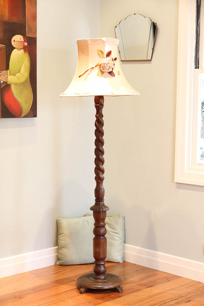 Antique barley store twist floor lamp